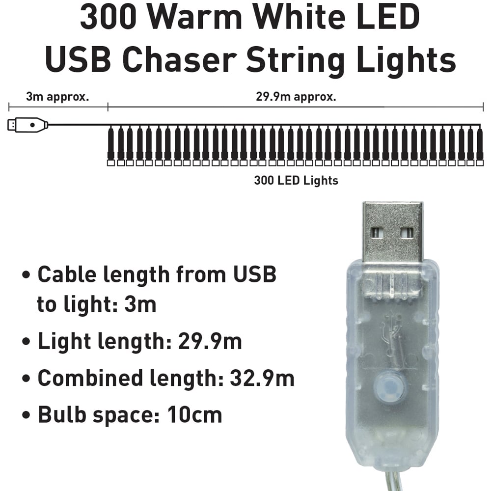 The Christmas Workshop 300 Warm White LED String Light Image 9