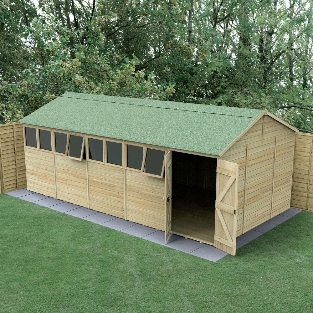 Forest Garden Timberdale 20 x 10ft 2 Opening Tongue and Groove Reverse Apex Garden Shed Image 2