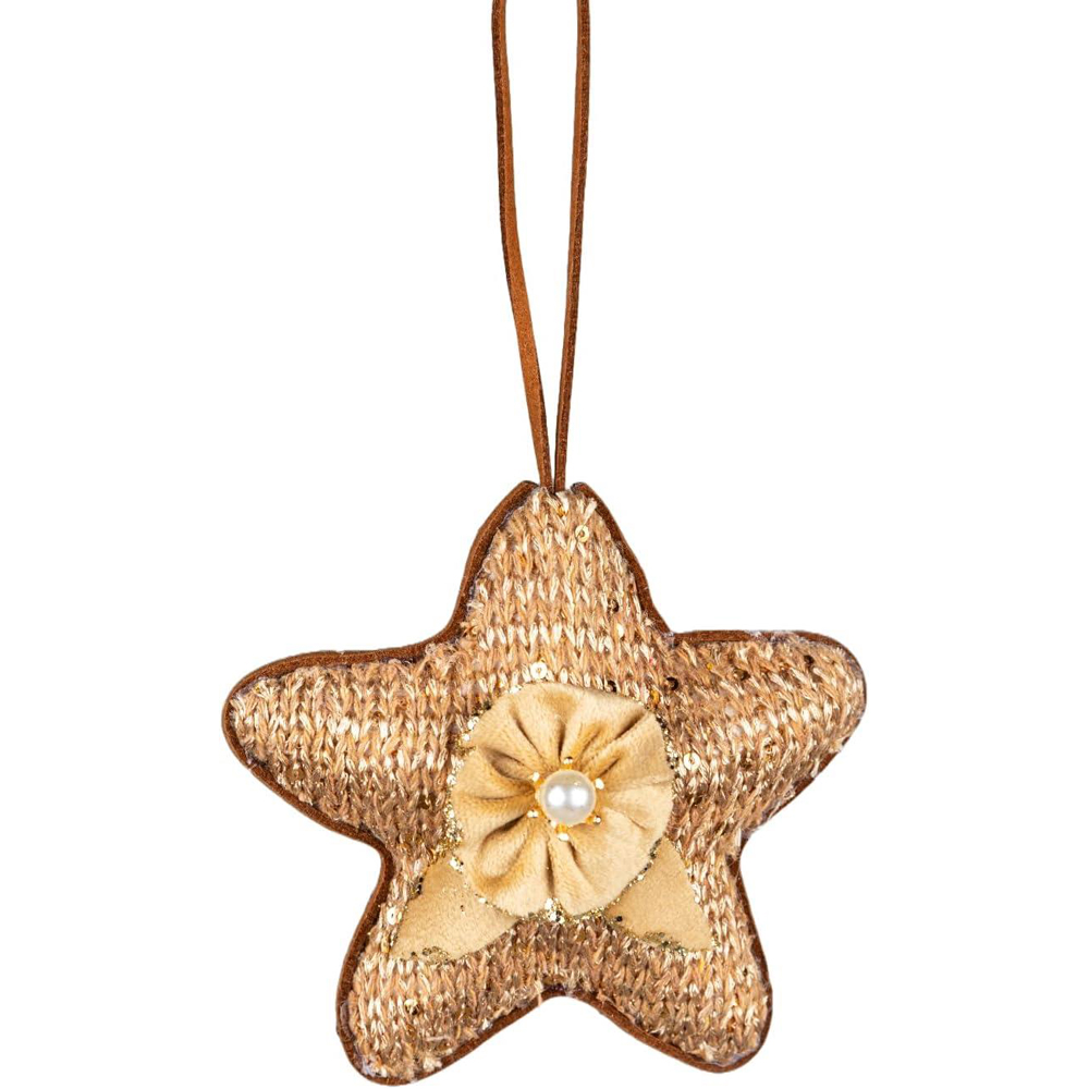 Shatchi Gold Jute Star Hanging Christmas Decoration Image 1