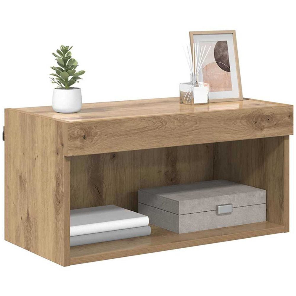 vidaXL Single Shelf Artisan Oak Wall Mounted Wide TV Cabinet with LED Light Image 3