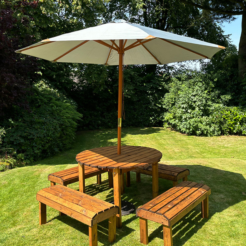 Charles Taylor Knights 8 Seater Round Garden Dining Bench Set Image 8