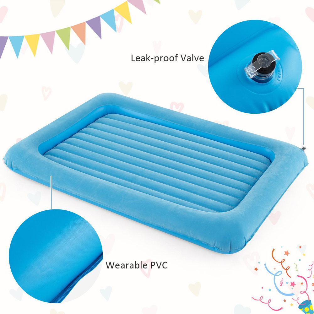 Costway Blue Inflatable Toddler Travel Bed with Electric Pump Image 8