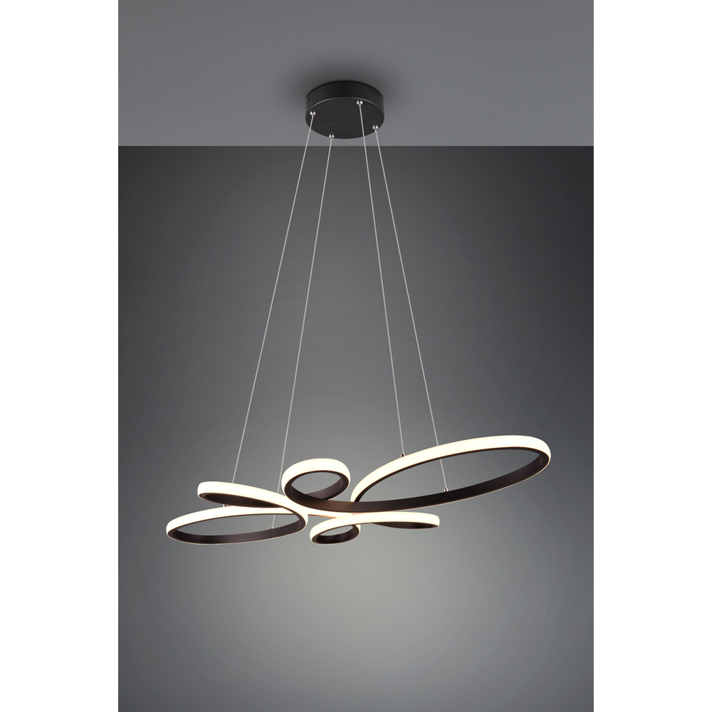 TRIO Fly Black Matt Integrated LED Ceiling Pendant Light Image 2