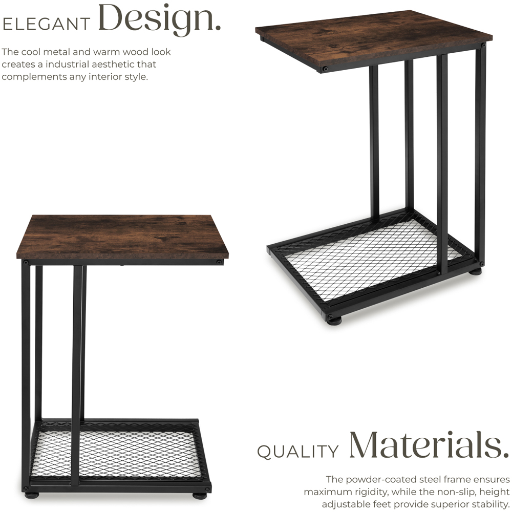 tectake Eton 2 Shelf Dark Industrial Wood Rustic Bedside Table Image 4