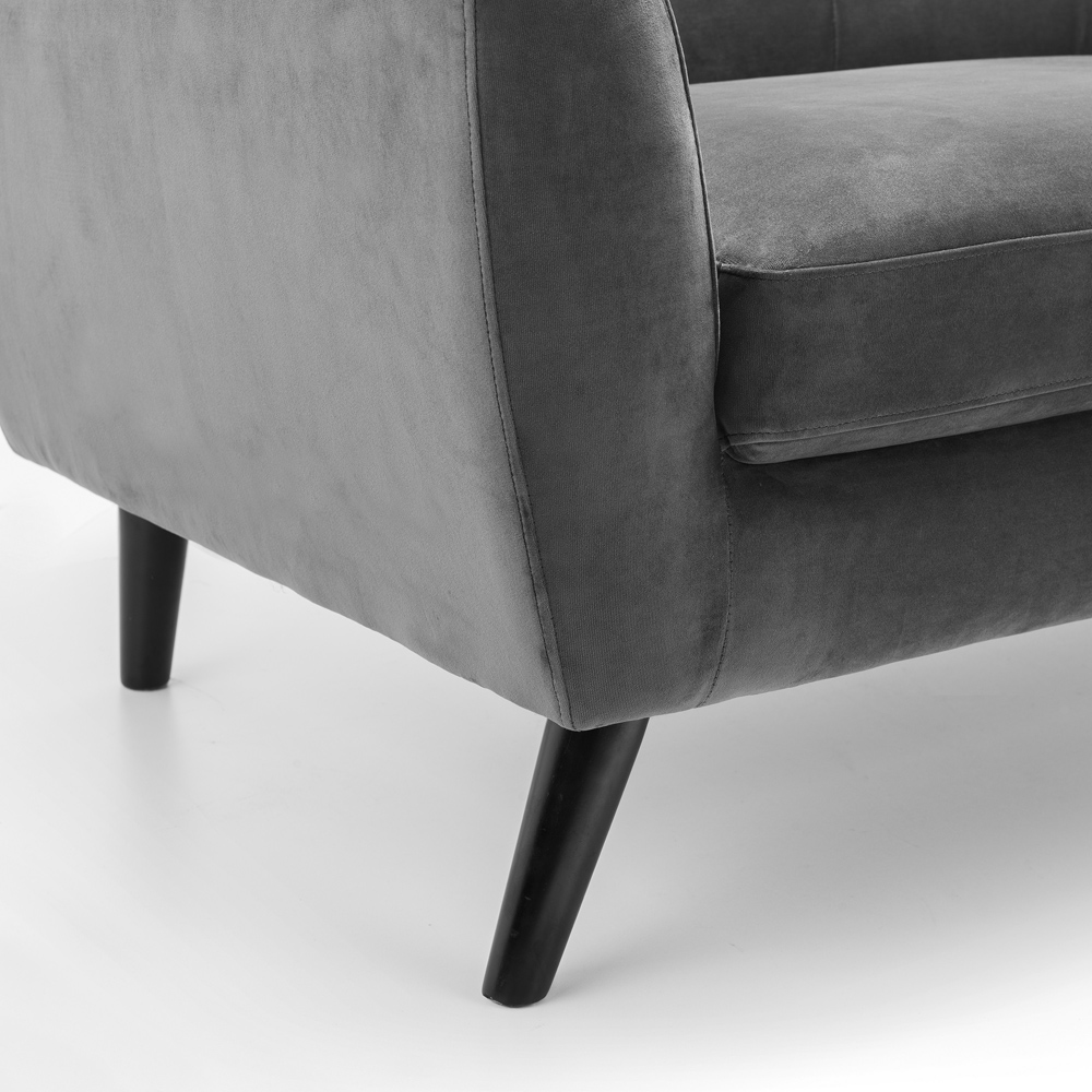 Julian Bowen Monza 3 Seater Dark Grey Velvet Sofa Image 5