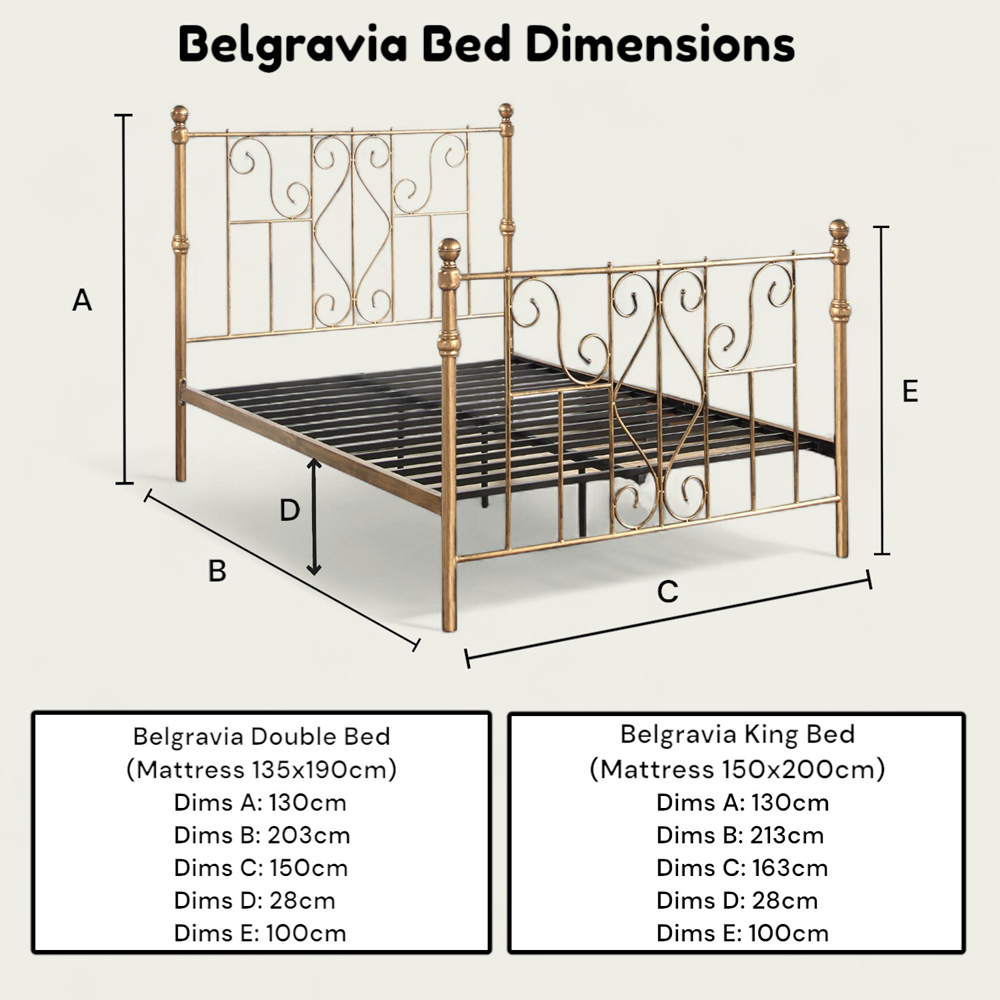 OAT Home Belgravia Double Antique Brass Effect Metal Bed Image 9
