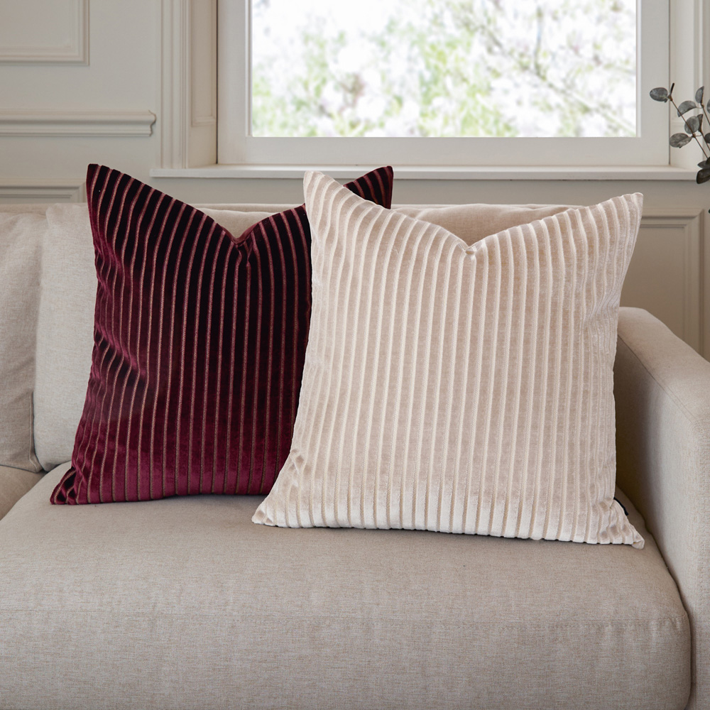 Paoletti Christmas Savoy Oyster Stripe Velvet Reversible Cushion 50 x 50cm Image 5