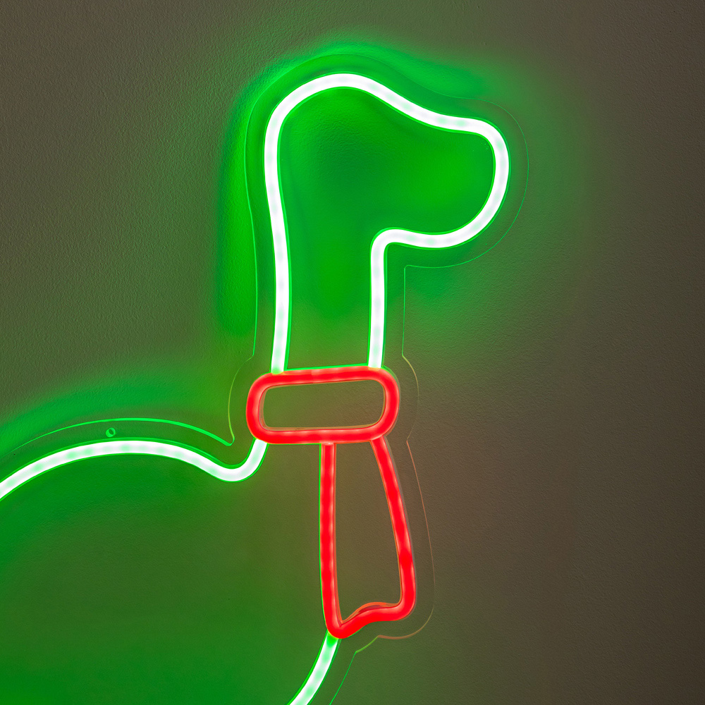 Samuel Alexander Green and Red LED Neon Dinosaur Christmas Decoration with Scarf and Stand 43cm Image 3