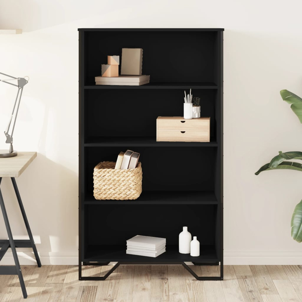 vidaXL 4 Shelf Black Bookcase Image 8