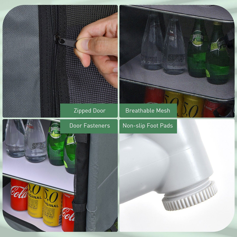 Costway Grey Portable Camping Cooking Table with Storage Image 7