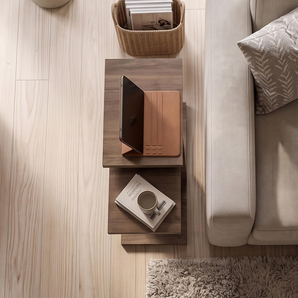 Decortie Nero Istanbul Walnut Side Table Set of 2 Image 5