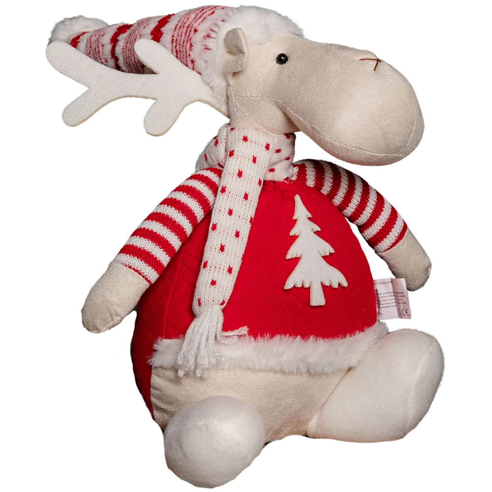Samuel Alexander Light Up Sitting Reindeer Christmas Decoration with Red and White Jumper Image 1