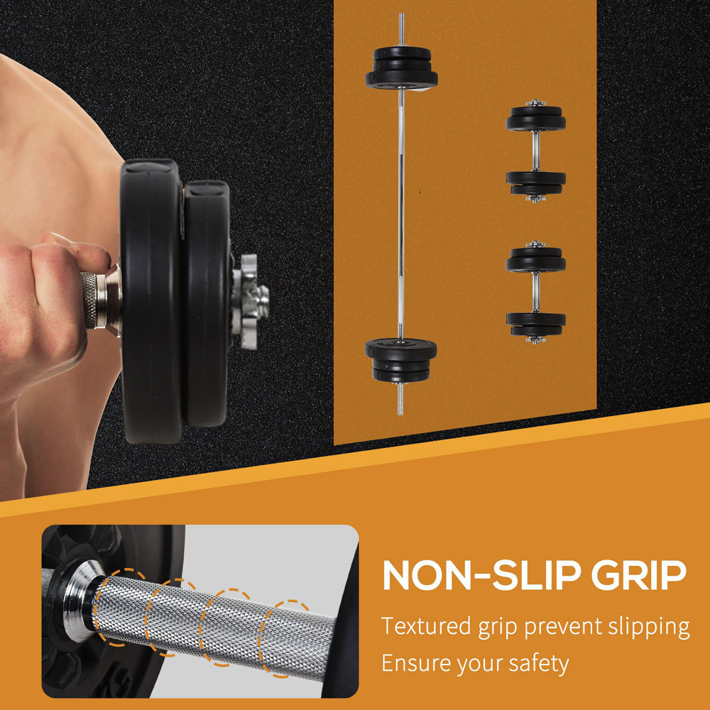 HOMCOM 2 in 1 Adjustable Barbell Weight Set 65kg Image 5