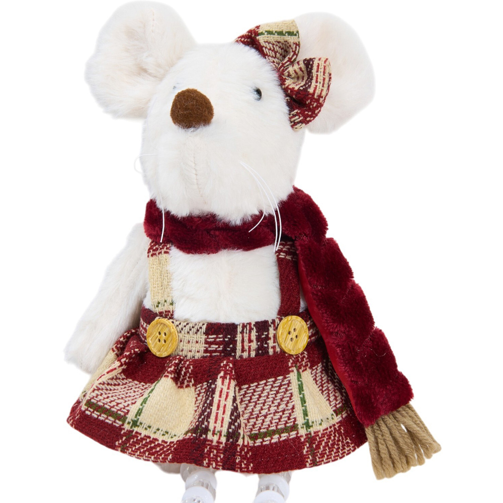 Shelf Sitting Plaid Winter Mouse Decoration Image 8