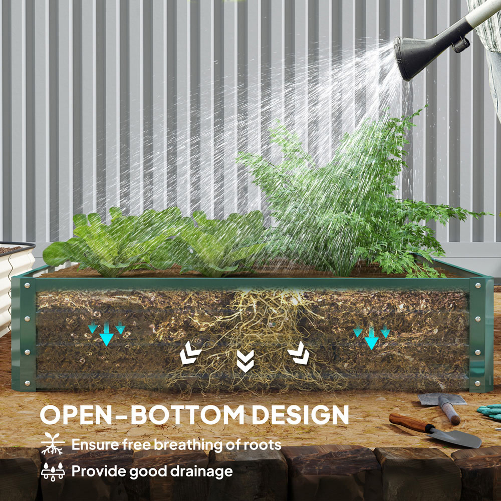Outsunny Green Galvanised Steel Square Raised Garden Bed Planter 30 x 120 x 120cm Image 6
