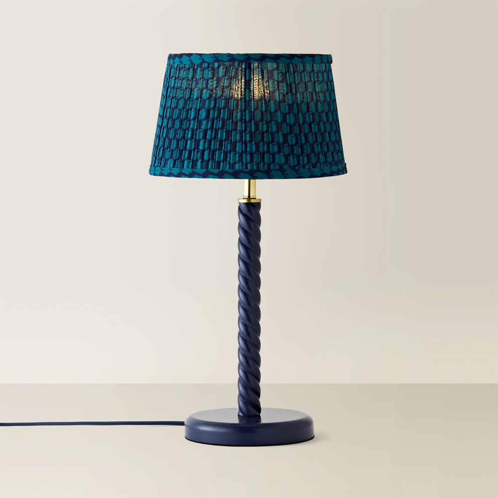 ValueLights Amara Teal Pleated Tapered Shade Navy Twist Table Lamp with Bulb Image 3