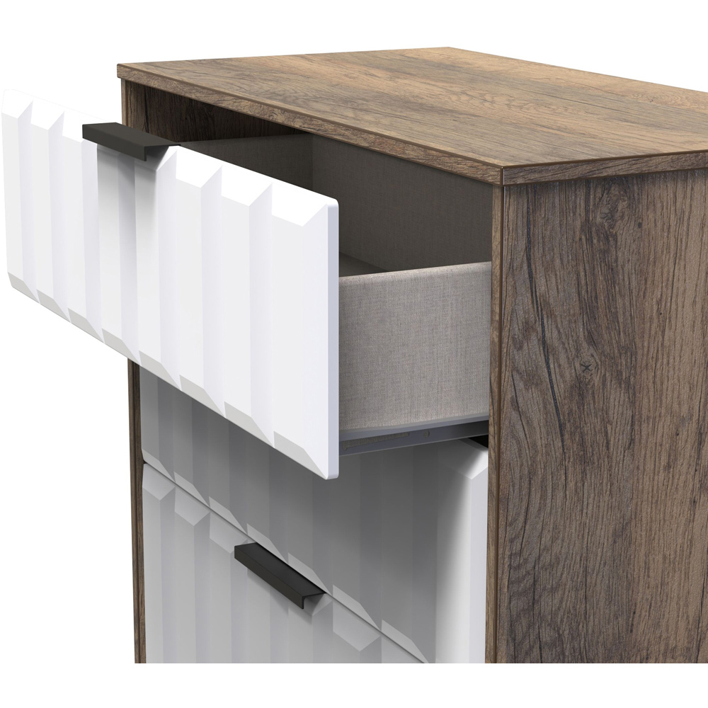 Crowndale New York 3 Drawer White Matt and Vintage Oak Deep Chest of Drawers Ready Assembled Image 6