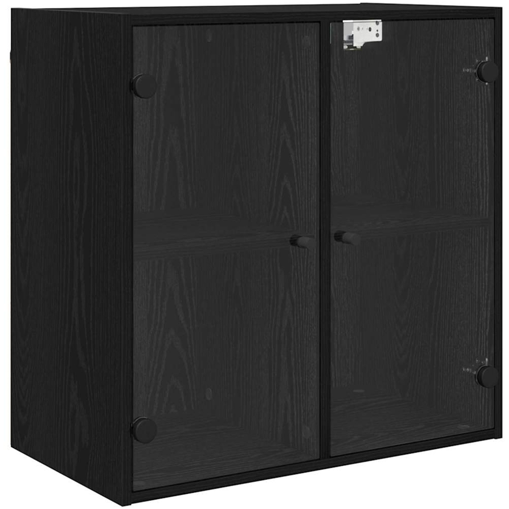 vidaXL 2 Glass Door Black Oak Wall Cabinet Image 2