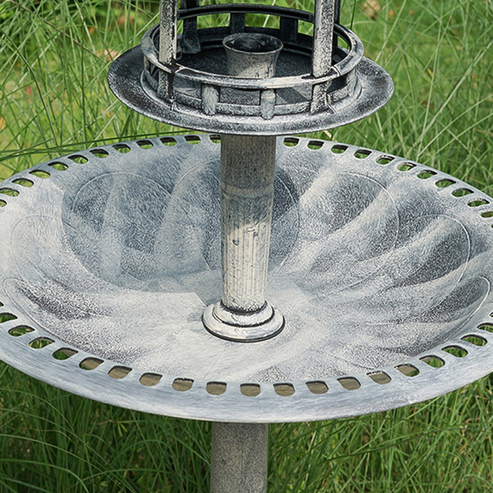 Gr8 Garden Grey Pedestal Solar Powered Bird Bath and Feeder with Planter Image 5