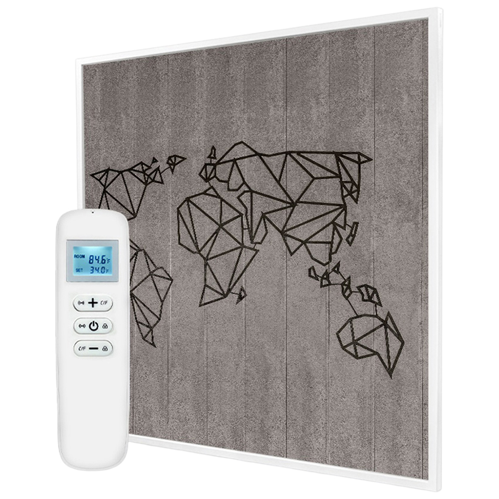 Mirrorstone Nexus World Map Picture Wi-Fi Infrared Heating Panel 350W 595 x 595mm Image 1