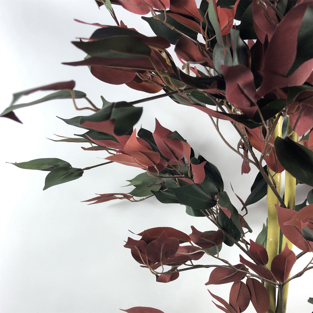 Leaf Dark Green and Red Ficus Artificial Tree in Pot 120cm Image 3