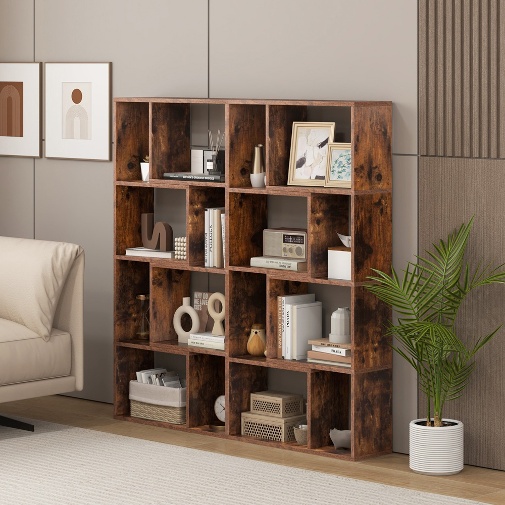 Costway 8 Cube Brown Geometric Bookshelf Image 4
