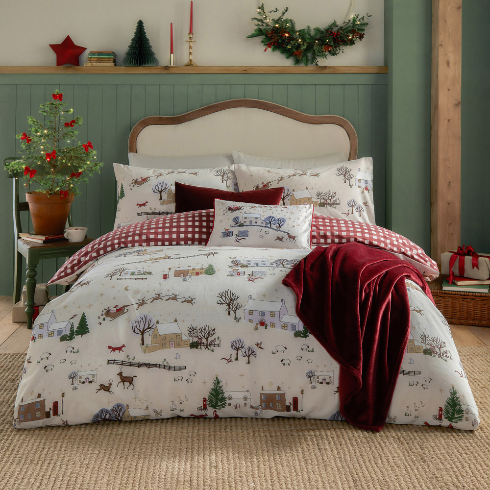 Furn Single Cotswolds Christmas Printed Reversible Duvet Set Image 1