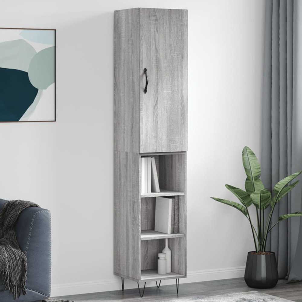 vidaXL Single Door 3 Shelf Grey Sonoma Highboard Image 1