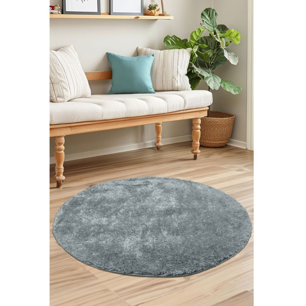 Homemaker Duck Egg Shaggy Ultra Cosy Circular Rug 100cm Image 3