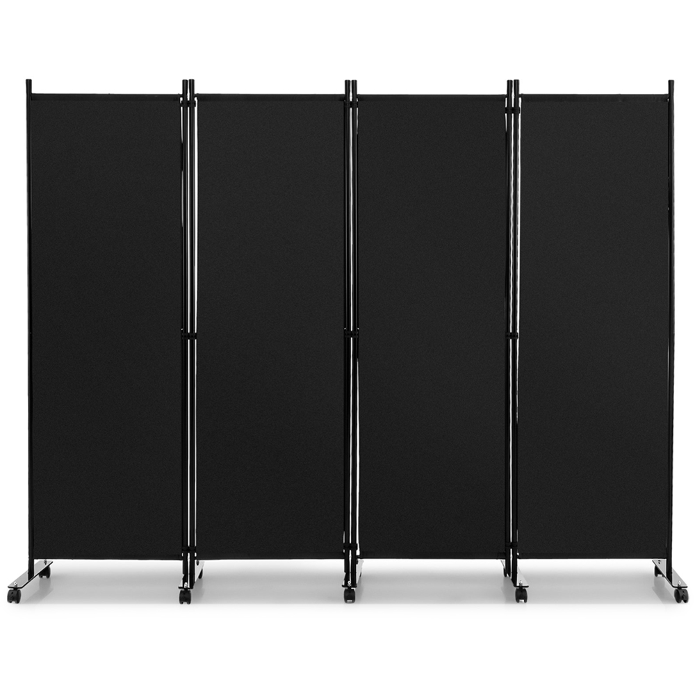 Costway 4 Panel Black Folding Room Divider with Wheels Image 1