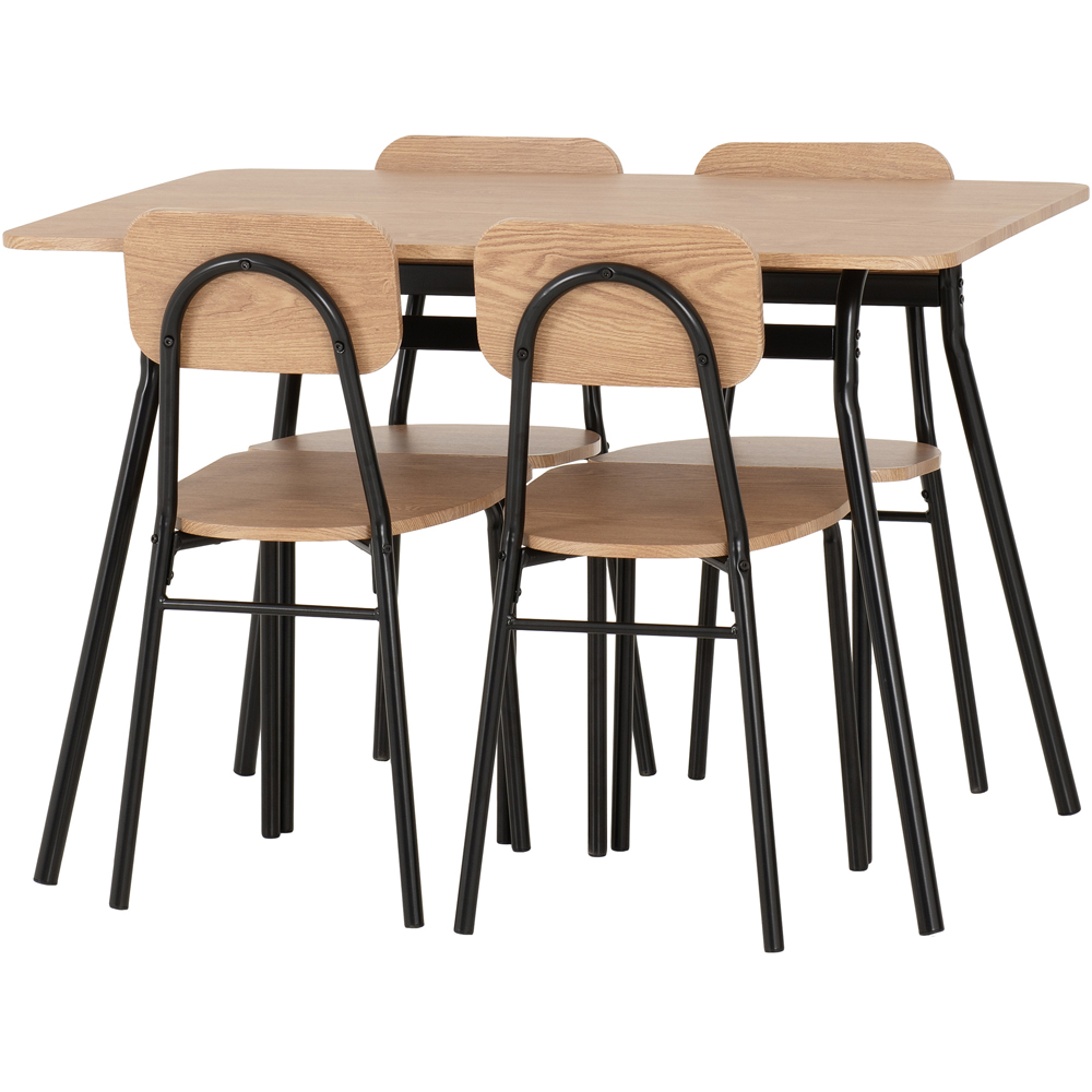Seconique Warren Russet Oak Effect 4 Seater Dining Table Set Black Image 3