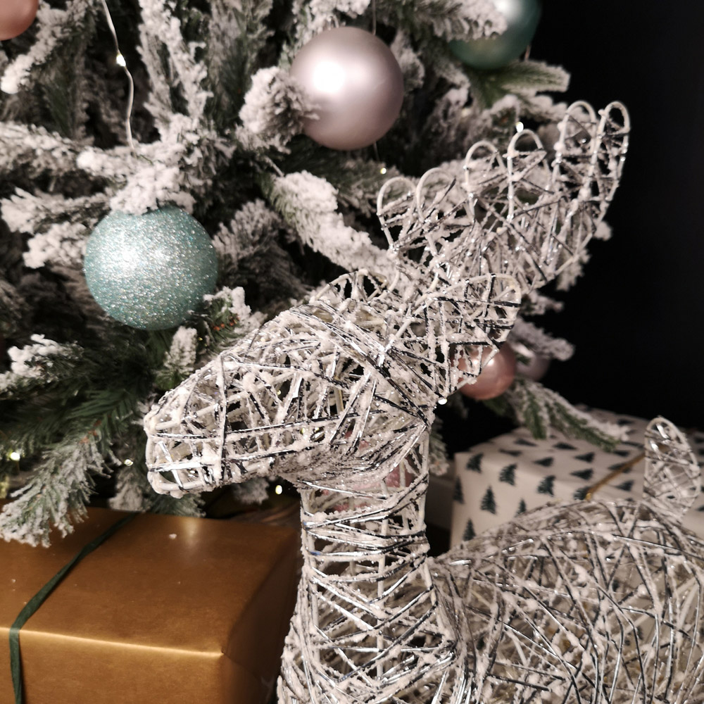 Samuel Alexander Silver Woven Reindeer LED Christmas Decoration 50cm Image 3