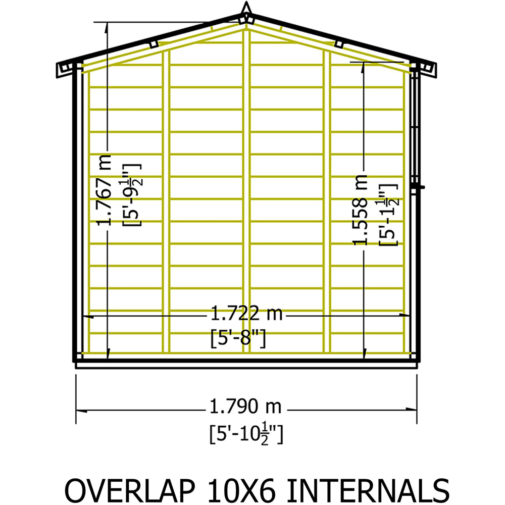 Shire 10 x 6ft Double Door Dip Treated Overlap Apex Shed Image 8