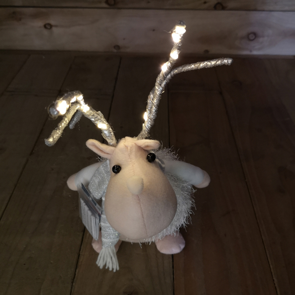 Samuel Alexander Plush White Christmas Reindeer with LED Lit Antlers Image 5