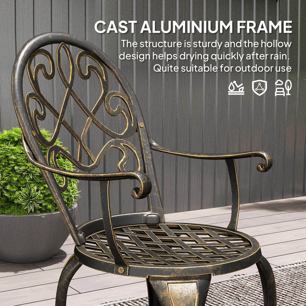 Outsunny 2 Seater Bistro Set Bronze Tone Image 5
