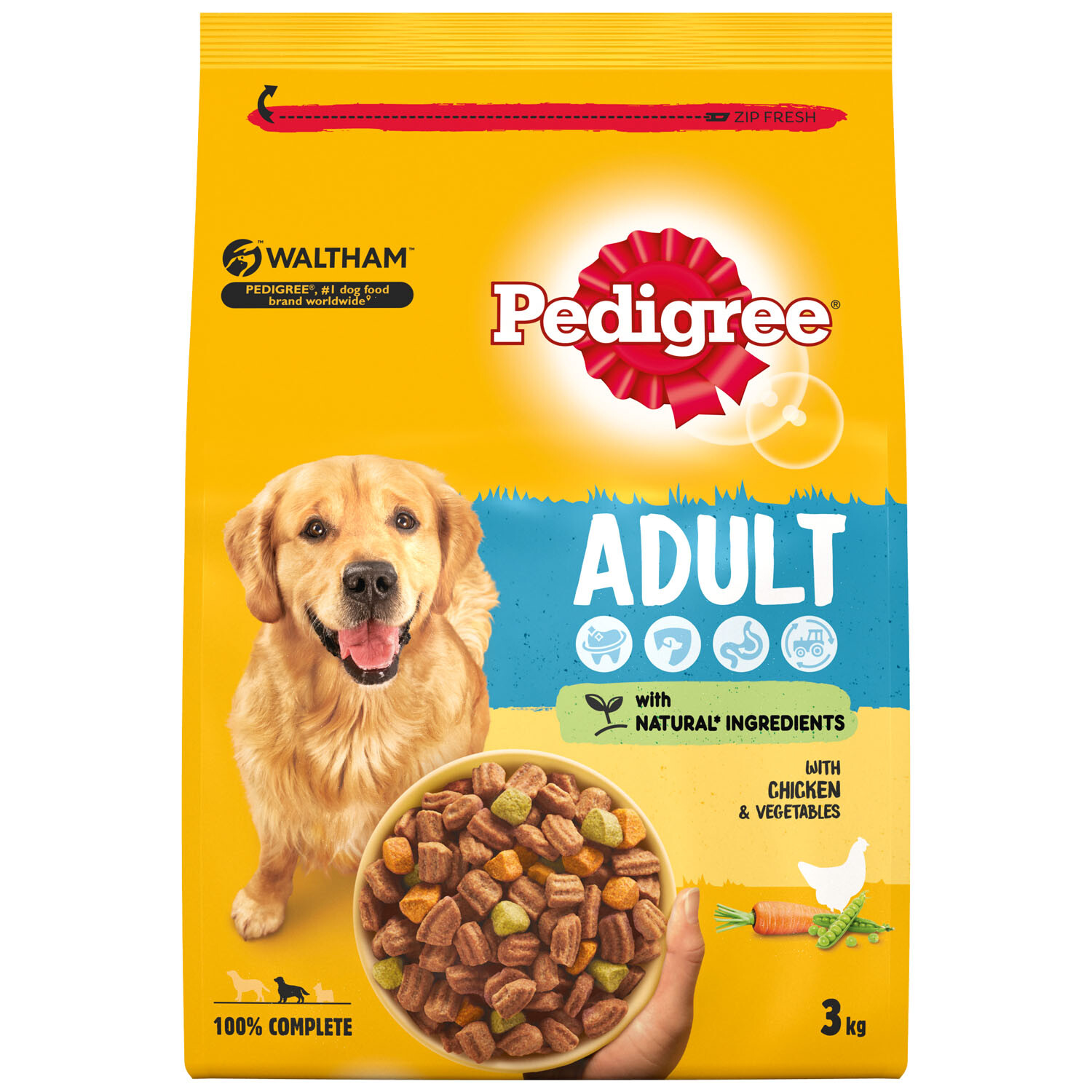 Pedigree Complete Chicken and Vegetables Adult Dry Dog Food 3kg Image 3