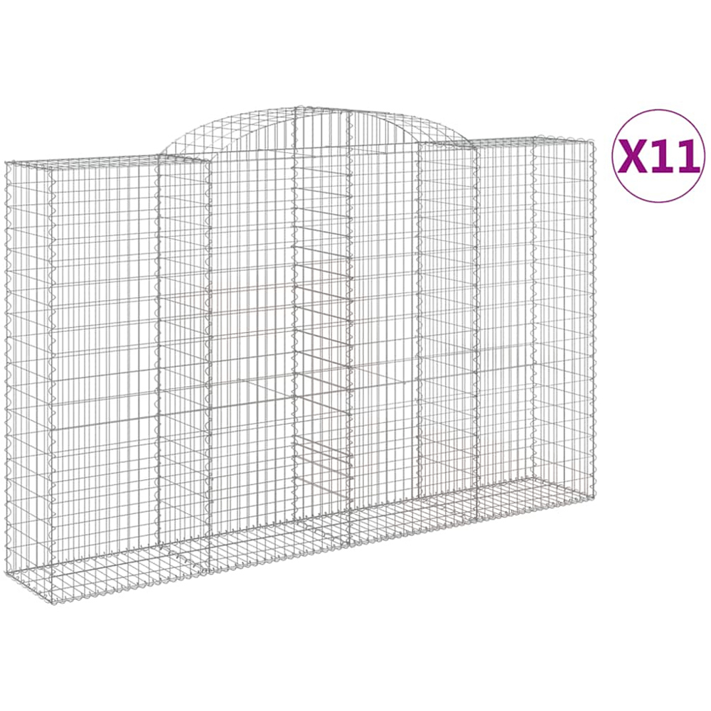 vidaXL Silver Galvanised Iron Arched Gabion Basket 300 x 50 x 180/200cm 11 Pack Image 4