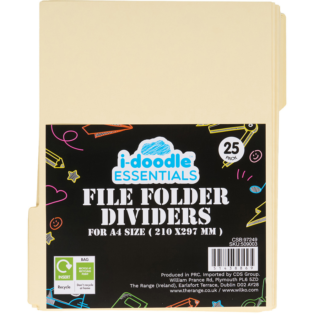 Pack of 25 File Folder Dividers Yellow Image 2
