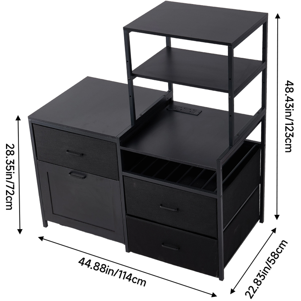 Living and Home 4 Drawer Black Mini Fridge Stand Kitchen Organiser with Wine Rack and Power Socket Image 8