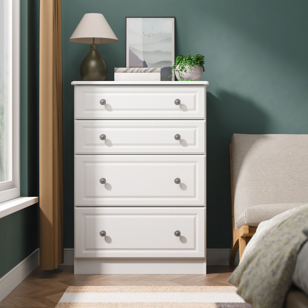 Crowndale Pembroke 4 Drawer Matt White Deep Chest of Drawers Ready Assembled Image 7