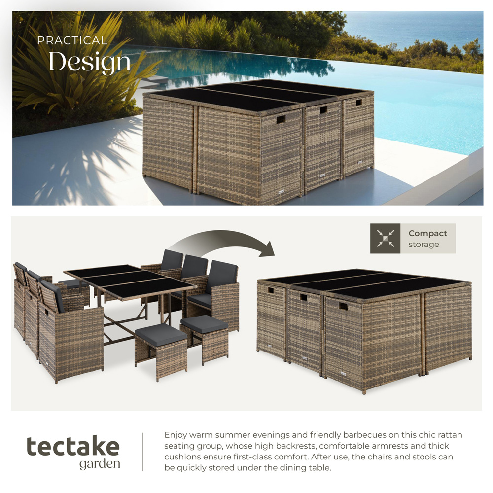 tectake Malaga 10 Seater Nature Garden Dining Set with Rain Cover Image 4