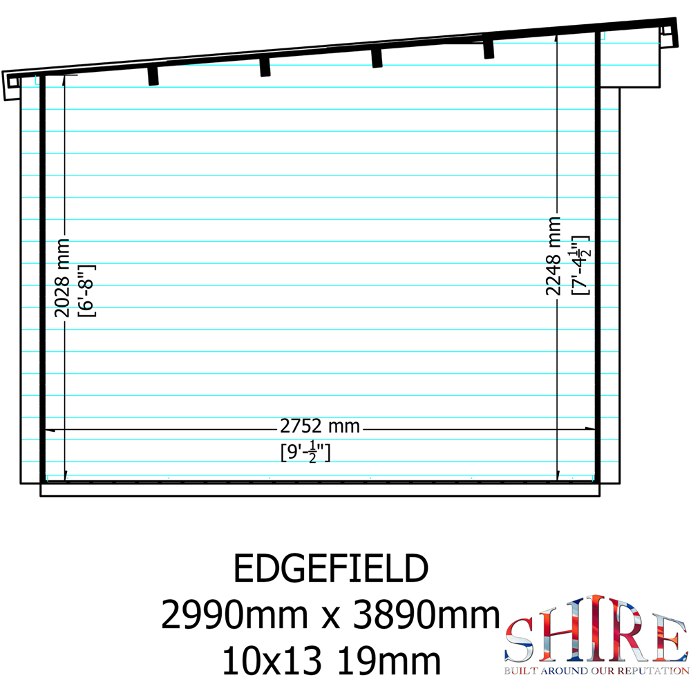 Shire Edgefield 13 x 10ft Apex Garden Log Cabin Image 8