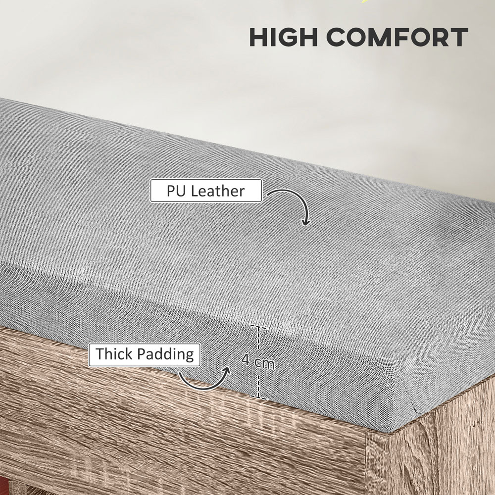 HOMCOM 3 Shelf Grey Sit On Shoe Rack Bench with Hidden Compartment Image 4