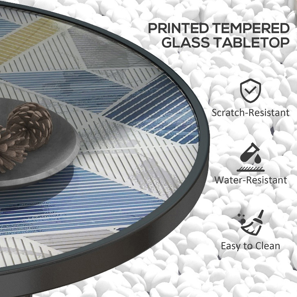 Outsunny Tempered Glass Top Garden Table Multicolour Image 4
