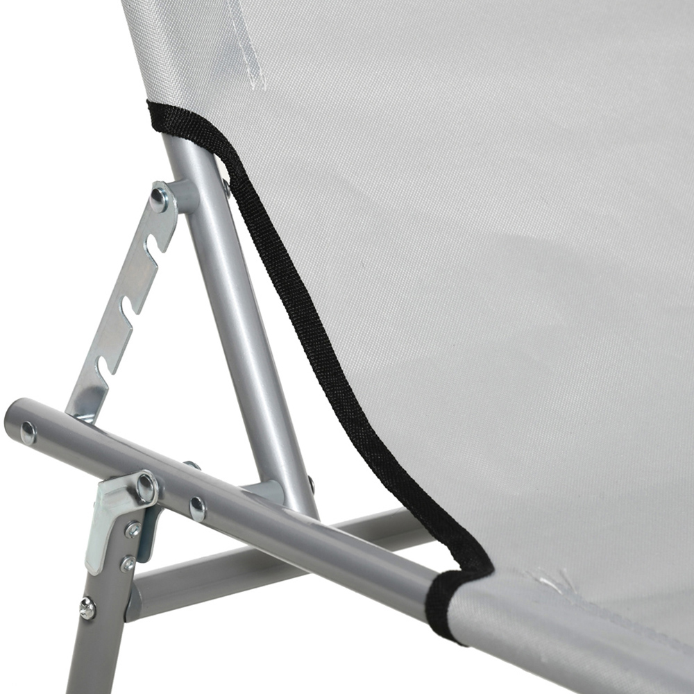 Outsunny Light Grey Adjustable Folding Sun Lounger with Awning Image 3