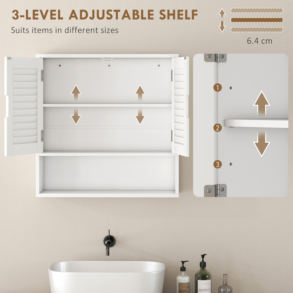 Portland 2 Door Single Shelf White Wall-Mounted Bathroom Storage Cabinet Image 7