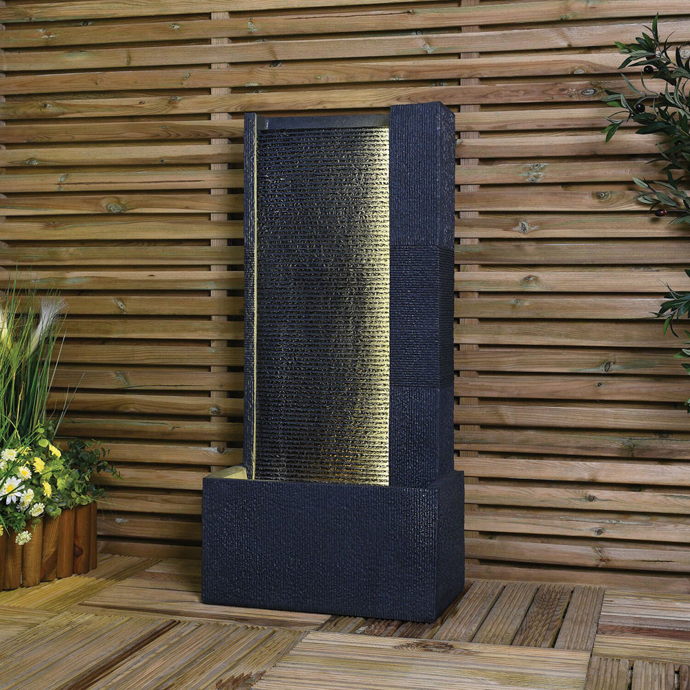 Textured Ripple Wall Water Feature - Grey Image 2
