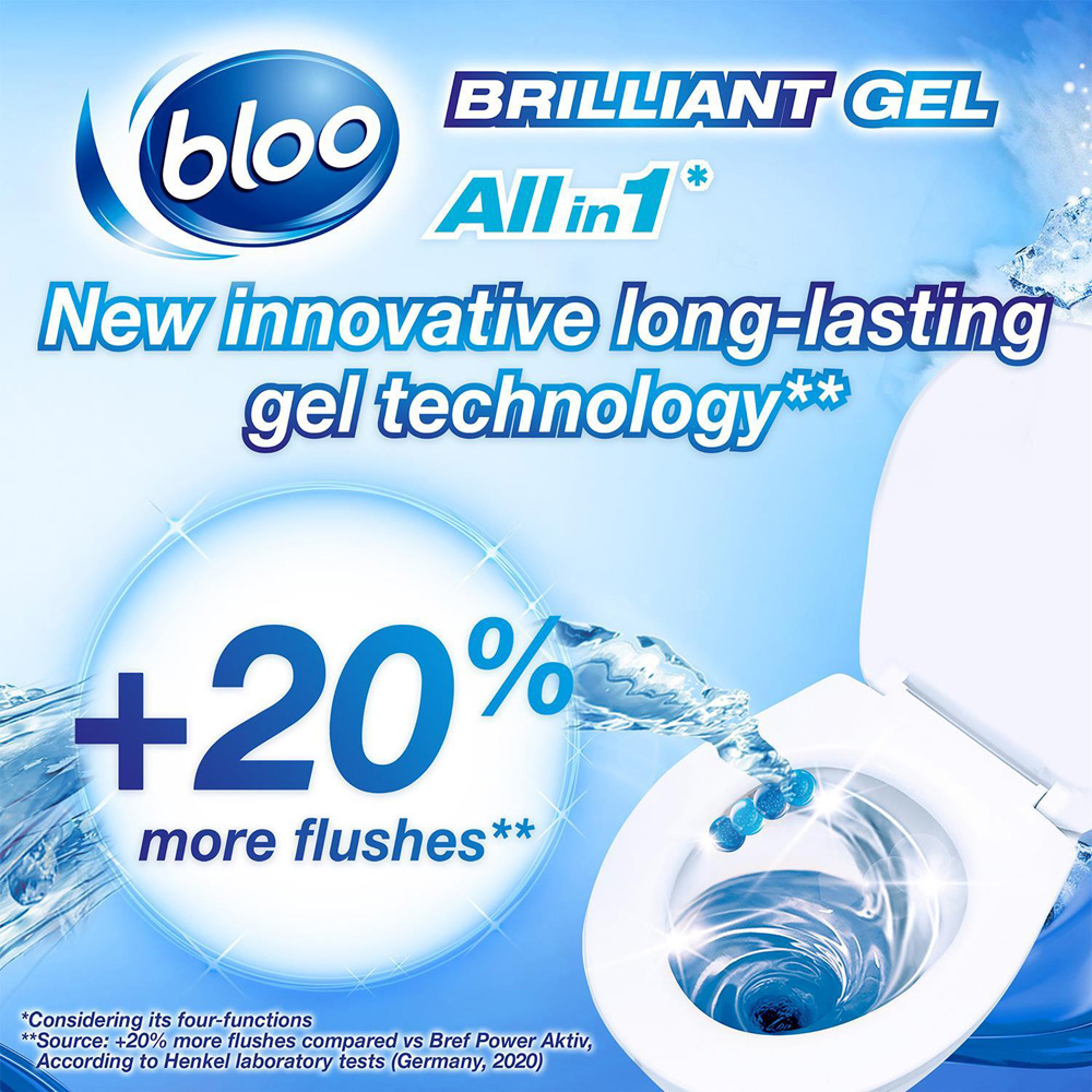 Bloo Brilliant Gel All in One Cleaner Arctic Ocean Toilet Rim Block 42g 7 Pack Image 4