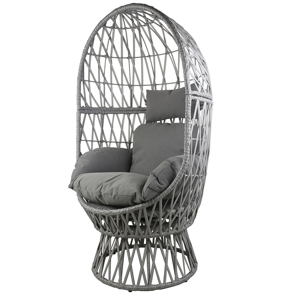 Home Republic Rio Grey Rattan Swivel Egg Chair with Cushion Image 2
