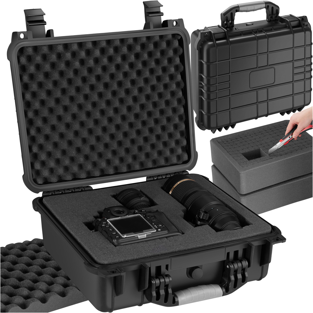 Tectake Large Black Hard Shell Waterproof Camera Case Image 2
